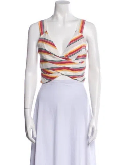 Pre-owned Jbq Striped V-neck Crop Top In Pink