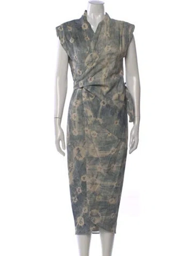 Pre-owned Jbq Tie-dye Print Midi Length Dress In Gray