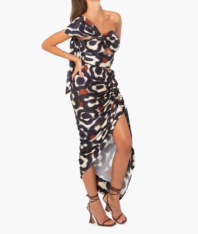 Jbq Tulum Midi Skirt In Navy Floral In Multi