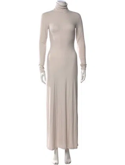 Pre-owned Jbq Turtleneck Long Dress In Neutral