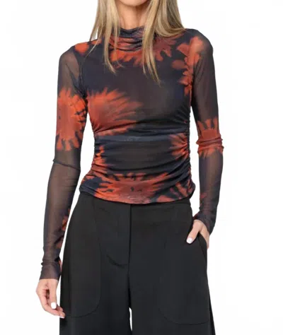 Jbq Tyla Long Sleeve Top In Crimson Blossom In Black