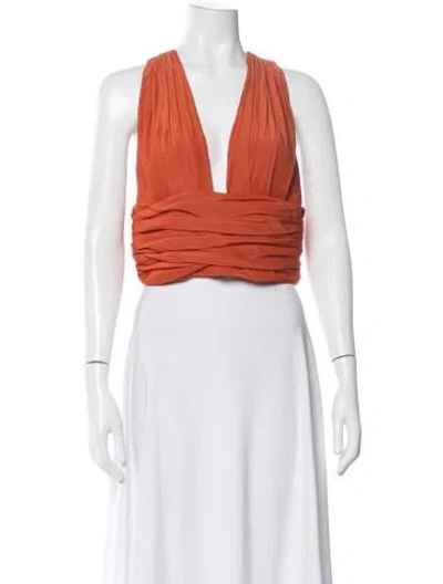 Pre-owned Jbq V-neck Sleeveless Crop Top In Orange