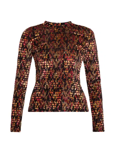 Jbq Women's Hugo Burnout Velvet Top In Multi