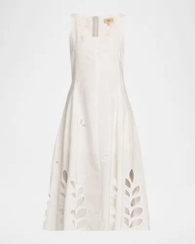 Jbq Zenna Embroidered Midi Dress In White