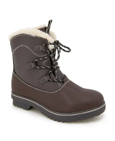 Jbu Brisky Lace-up Casual Water-resistant Boots In Dark Brown,taupe