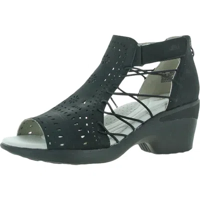 Jbu By Jambu Nelly Encore Womens Vegan Leather Slip On Heel Sandals In Black