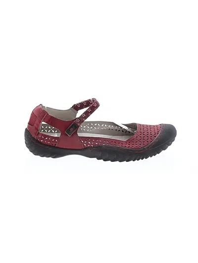 Pre-owned Jbu Flats In Burgundy