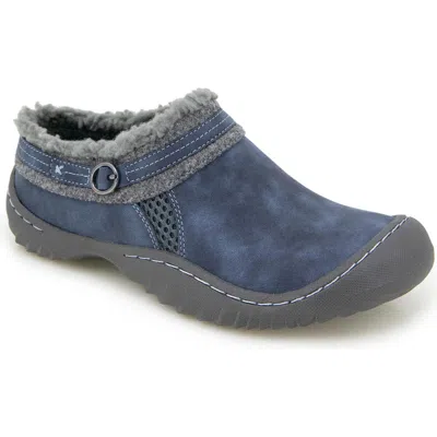Jbu Ginger Faux Fur Lined Clog In Denim
