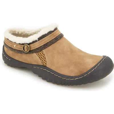 Jbu Ginger Faux Fur Lined Clog In Tan