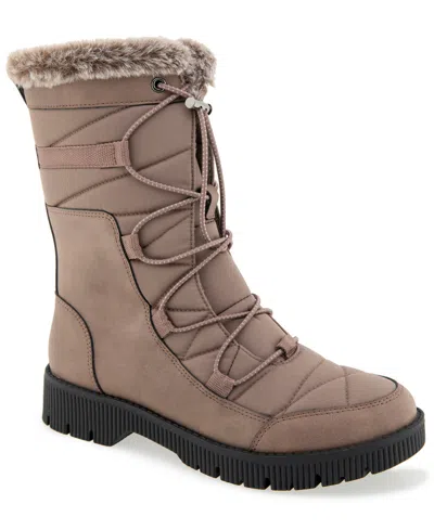 Jbu Women's Alta Quilted Faux Fur Trim Casual Boots In Neutral