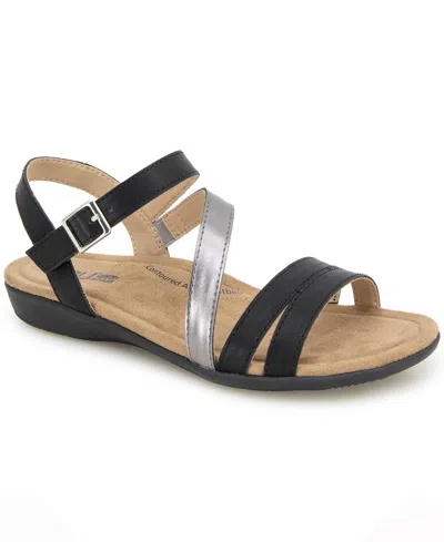 Jbu Women's Amalfi Flat Sandal In Black,gunmetal