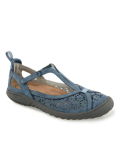 Jbu Women's Daffodil Mary Jane T-strap Flats In Blue