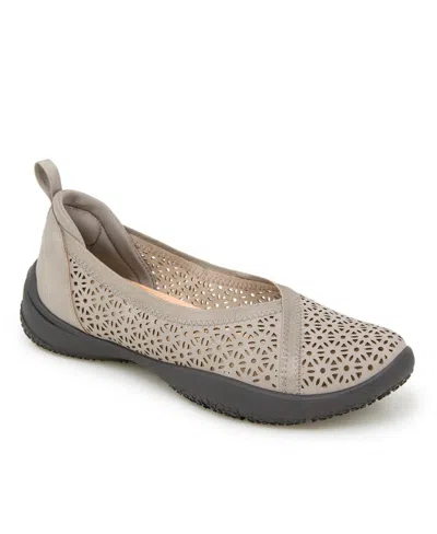 Jbu Women's Emma Perforated Pattern Slip-on Flat Shoe In Taupe