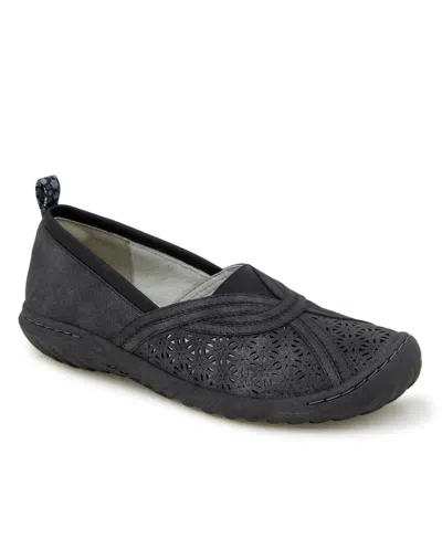 Jbu Women's Florida Slip-on Flat Shoe In Black Shimmer