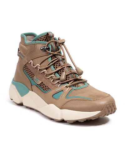 Jbu Women's Gripper Water Resistant Round Toe Booties In Taupe,teal