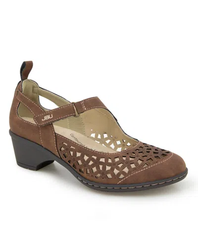 Jbu Women's Jolene Memory Foam Insole Cone Heel Shoe In Brown