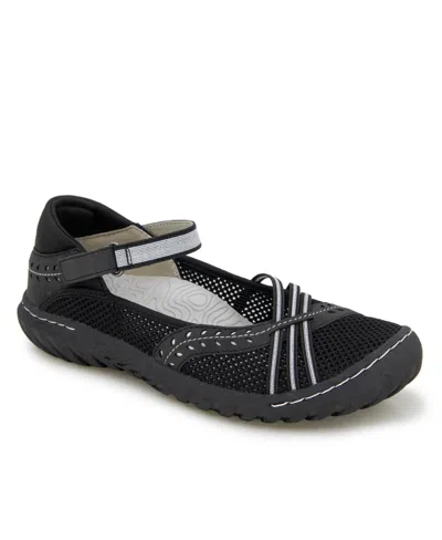 Jbu Women's Maya Breathable Hook And Loop Shoe In Black,off White