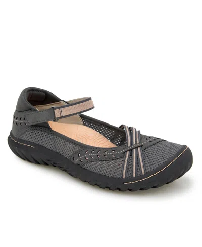 Jbu Women's Maya Breathable Hook And Loop Shoe In Charcoal,pale Salmon