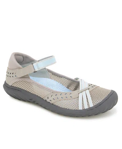 Jbu Women's Maya Casual Mary Jane Flats In Light Grey,stone Blue