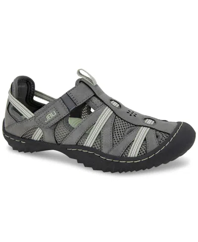 Jbu Women's Regional Water-ready Strappy Sandal Flats In Dark Grey,pale Moss