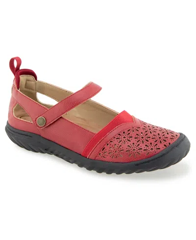 Jbu Women's Rya Mary Jane Round Toe Flats In Red