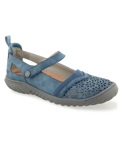 Jbu Women's Rya-wide Mary Jane Round Toe Flats In Blue