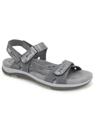Jbu Women's Stephie Casual Round Toe Flat Sandals In Gray