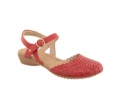 Jbu Women's Vinya Round Toe Wedge Sandals In Red