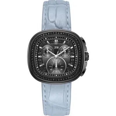 Jbw Coast Chronograph Leather Strap Watch, 22mm X 42mm In Blue