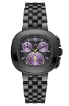 Jbw Coast Lab-created Diamond Bracelet Chronograph Watch, 38mm In Ip Black
