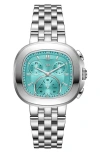 Jbw Coast Lab-created Diamond Bracelet Chronograph Watch, 38mm In Stainless Steel/blue