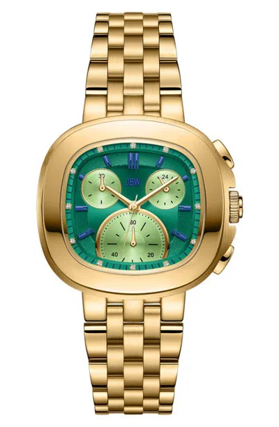 Jbw Coast Lab-created Diamond Bracelet Watch, 23mm In 18k Gold/green