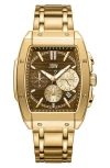 Jbw Men's Echelon Diamond Gold-plated Stainless-steel Watch In 18k Gold/brown