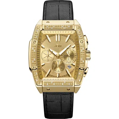 JBW JBW ECHELON DIAMOND CHRONOGRAPH CROC EMBOSSED LEATHER STRAP WATCH, 41MM