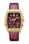 Jbw Echelon Diamond Chronograph Croc Embossed Leather Strap Watch, 41mm In Maroon
