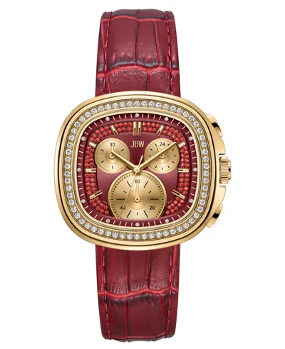 Jbw Men's Coast 18k Gold-plated Watch 42mm In Burgundy