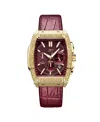 Jbw Echelon Diamond Chronograph Croc Embossed Leather Strap Watch, 41mm In Burgundy