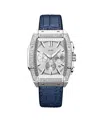 Jbw Echelon Diamond Chronograph Croc Embossed Leather Strap Watch, 41mm In Blue