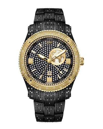 Jbw Jet Setter Gmt Diamond Bracelet Watch, 46mm In Black