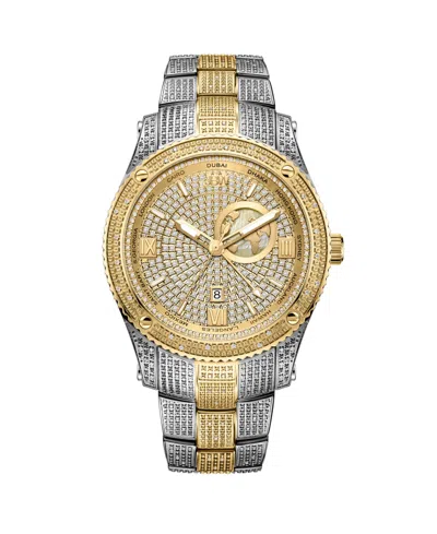Jbw Men's Jet Setter Gmt Multi 18k Gold-plated Stainless Steel Bracelet Watch 46mm In Silver