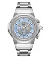 JBW MEN'S SAXON MULTIFUNCTION SILVER STAINLESS STEEL WATCH, 48MM