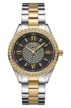 Jbw Mondrain Diamond & Crystal Embellished Miyota Bracelet Watch, 34mm In Two Tone/black
