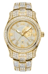 Jbw Reserve Jet Setter Gmt Diamond & Crystal Bracelet Watch, 46mm In Gold
