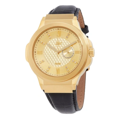 Jbw Saxon 48 Quartz Diamond Gold Dial Men's Watch J6373c In Black