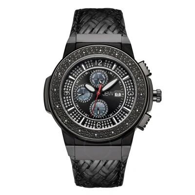Jbw Saxon Crystal Black Dial Black Leather Men's Watch Jb-6101l-i