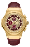 Jbw Saxon Diamond Croc Embossed Leather Strap Watch, 44mm In Gold