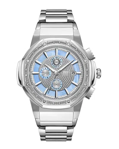 Jbw Saxon Gmt Quartz Blue Dial Unisex Watch Jb-6101-m In Blue / Mother Of Pearl
