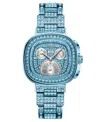 Jbw Women's Reserve Coast Crystal Diamond (0.06 Ct. T.w.) Japan Chronograph Aquamarine Stainless Steel W In Blue