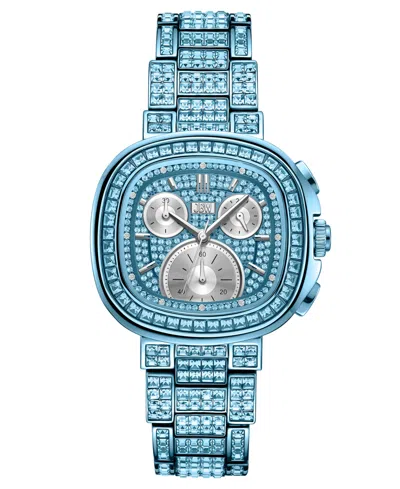 Jbw Women's Reserve Coast Crystal Diamond (0.06 Ct. T.w.) Japan Chronograph Aquamarine Stainless Steel W In Blue