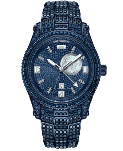 Jbw Women's Reserve Jet Crystal Diamond (0.115 Ct. T.w.) Swiss Multifunction Navy Stainless Steel Watch, In Blue